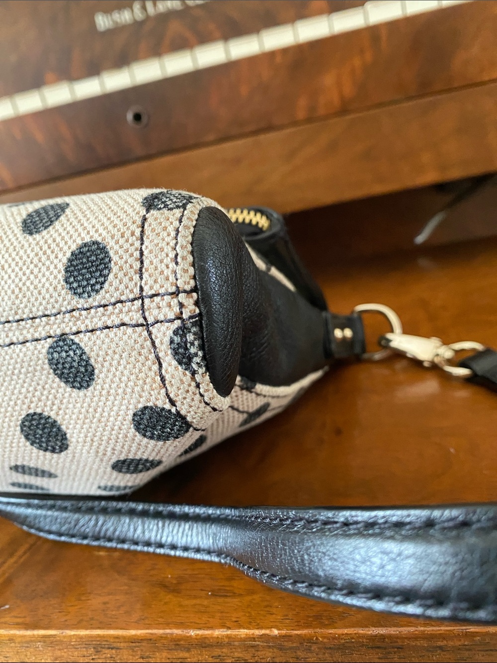 kate spade Black Leather & Cream Polka Dot Crossbody - Picture 8 of 15